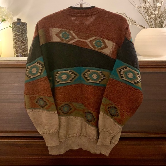 Vintage Southwestern Aztec Patterned Grandpa Sweater, Size Medium - Picture 8 of 12